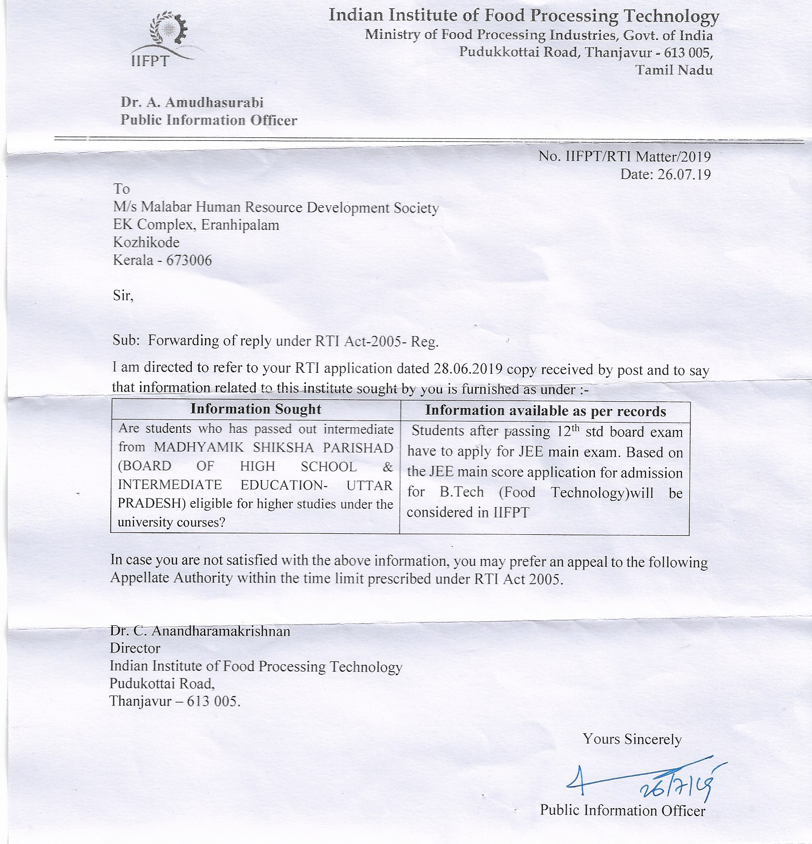 RTI Letter 07
