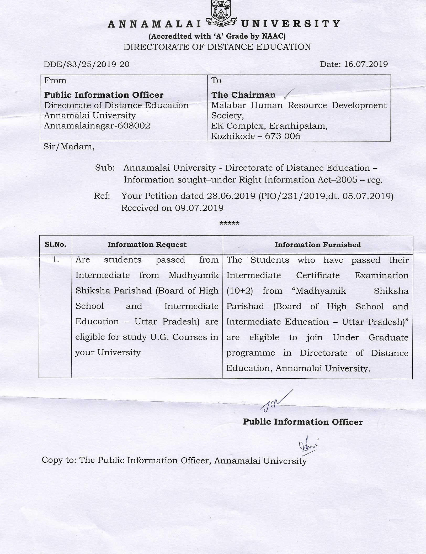 RTI Letter 03